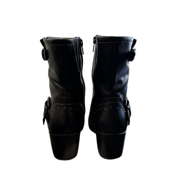 Earth Shoes Denali Altitude Leather Moto Biker Boot Black Studded Womens 7.5 EUC - Picture 7 of 9